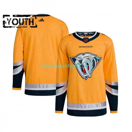 Camiseta Nashville Predators Blank Adidas 2022-2023 Reverse Retro 2.0 Amarelo Authentic - Criança